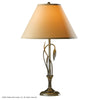 Hubbardton Forge Dark Smoke Doeskin Suede Shade (Sb) Forged Leaves And Vase Table Lamp