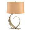 Hubbardton Forge Modern Brass Doeskin Suede Shade (Sb) Fullered Impressions Table Lamp