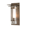 Hubbardton Forge Coastal Dark Smoke Seeded Glass With Opal Diffuser (Zs) Torch Small Outdoor Sconce With Top Plate