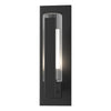 Hubbardton Forge Coastal Black Clear Glass With Opal Diffuser (Zu) Vertical Bar Fluted Glass Small Outdoor Sconce