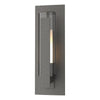 Hubbardton Forge Coastal Natural Iron Clear Glass With Opal Diffuser (Zu) Vertical Bar Fluted Glass Small Outdoor Sconce