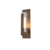 Hubbardton Forge Coastal Bronze Clear Glass With Opal Diffuser (Zu) Vertical Bar Fluted Glass Small Outdoor Sconce