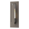 Hubbardton Forge Coastal Dark Smoke Clear Glass With Opal Diffuser (Zu) Vertical Bar Fluted Glass Small Outdoor Sconce