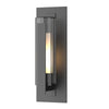 Hubbardton Forge Coastal Black Clear Glass With Opal Diffuser (Zu) Vertical Bar Fluted Glass Medium Outdoor Sconce