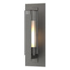 Hubbardton Forge Coastal Natural Iron Clear Glass With Opal Diffuser (Zu) Vertical Bar Fluted Glass Medium Outdoor Sconce