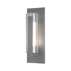 Hubbardton Forge Coastal Burnished Steel Clear Glass With Opal Diffuser (Zu) Vertical Bar Fluted Glass Medium Outdoor Sconce