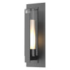 Hubbardton Forge Coastal Black Clear Glass With Opal Diffuser (Zu) Vertical Bar Fluted Glass Large Outdoor Sconce