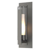 Hubbardton Forge Coastal Natural Iron Clear Glass With Opal Diffuser (Zu) Vertical Bar Fluted Glass Large Outdoor Sconce