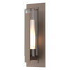 Hubbardton Forge Coastal Bronze Clear Glass With Opal Diffuser (Zu) Vertical Bar Fluted Glass Large Outdoor Sconce