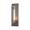 Hubbardton Forge Coastal Dark Smoke Clear Glass With Opal Diffuser (Zu) Vertical Bar Fluted Glass Large Outdoor Sconce