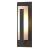 Hubbardton Forge Coastal Natural Iron Opal Glass (Gg) Forged Vertical Bars Large Outdoor Sconce