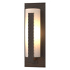 Hubbardton Forge Coastal Bronze Opal Glass (Gg) Forged Vertical Bars Large Outdoor Sconce