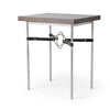 Hubbardton Forge Sterling Sterling Black Leather Espresso Maple Equus Wood Top Side Table