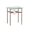 Hubbardton Forge Bronze Natural Iron British Brown Leather Glass Top (Va) Equus Side Table