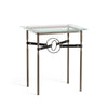 Hubbardton Forge Bronze Natural Iron Black Leather Glass Top (Va) Equus Side Table