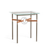 Hubbardton Forge Bronze Vintage Platinum Chestnut Leather Glass Top (Va) Equus Side Table