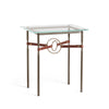 Hubbardton Forge Bronze Soft Gold British Brown Leather Glass Top (Va) Equus Side Table