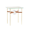 Hubbardton Forge Modern Brass Sterling Chestnut Leather Glass Top (Va) Equus Side Table