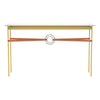 Hubbardton Forge Modern Brass Natural Iron Chestnut Leather Glass Top (Va) Equus Console Table