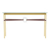 Hubbardton Forge Modern Brass Vintage Platinum British Brown Leather Glass Top (Va) Equus Console Table