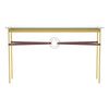 Hubbardton Forge Modern Brass Sterling British Brown Leather Glass Top (Va) Equus Console Table