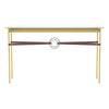 Hubbardton Forge Modern Brass Natural Iron British Brown Leather Glass Top (Va) Equus Console Table