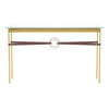 Hubbardton Forge Modern Brass Soft Gold British Brown Leather Glass Top (Va) Equus Console Table