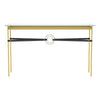 Hubbardton Forge Modern Brass Soft Gold Black Leather Glass Top (Va) Equus Console Table